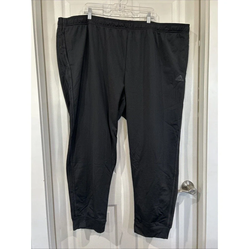 Adidas Men’s 5XL Black Tricot Performance Track Pants Joggers Tapered Leg